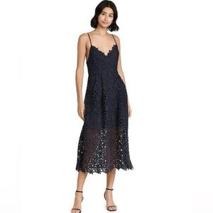ASTR Navy Lace Midi Dress